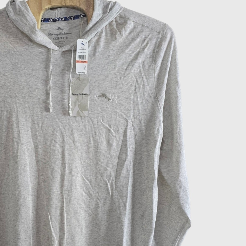 Tommy Bahama Bali Beach Hoodie LS Oatmeal Heather Cotton Mens XXXL ST226212 NEW